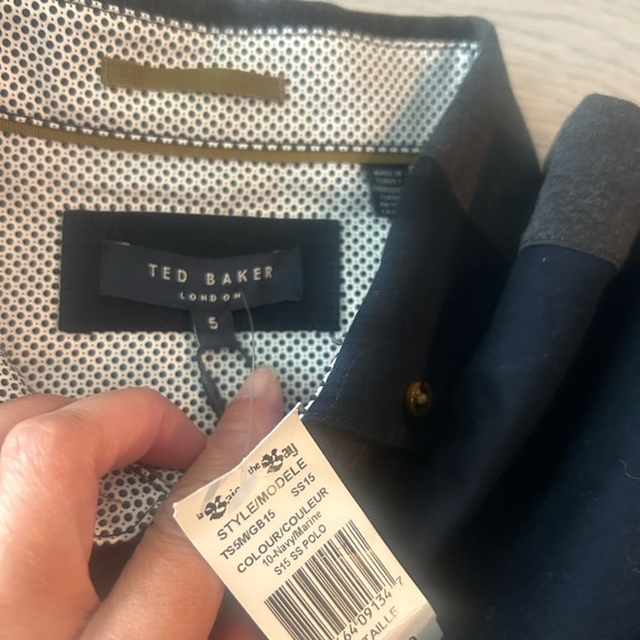 Ted Baker Mens Collared Navy Shirt Size 5 - Picture 2 of 2